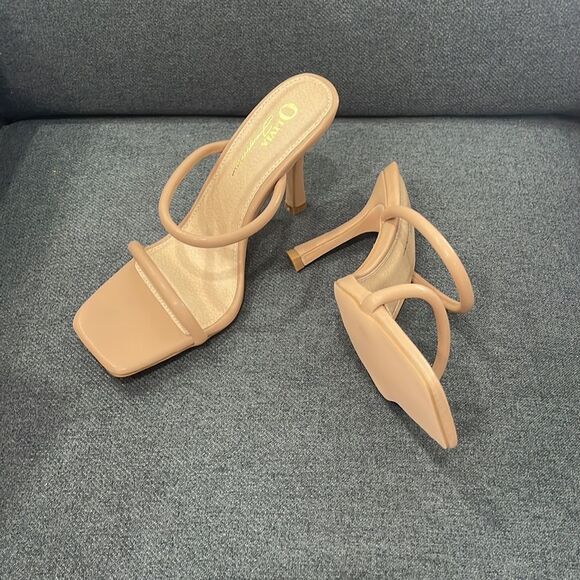 NEW Olivia Jaymes Women's Open Toe Camel Strap High Heel Sandal - Picture 4 of 9